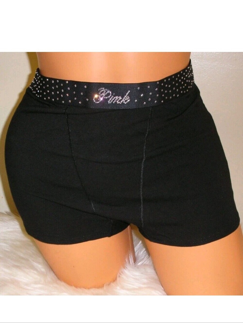 Victoria's secret PINK Logo Cotton High-Waist shine Boyshort Panty BLING LARGE
